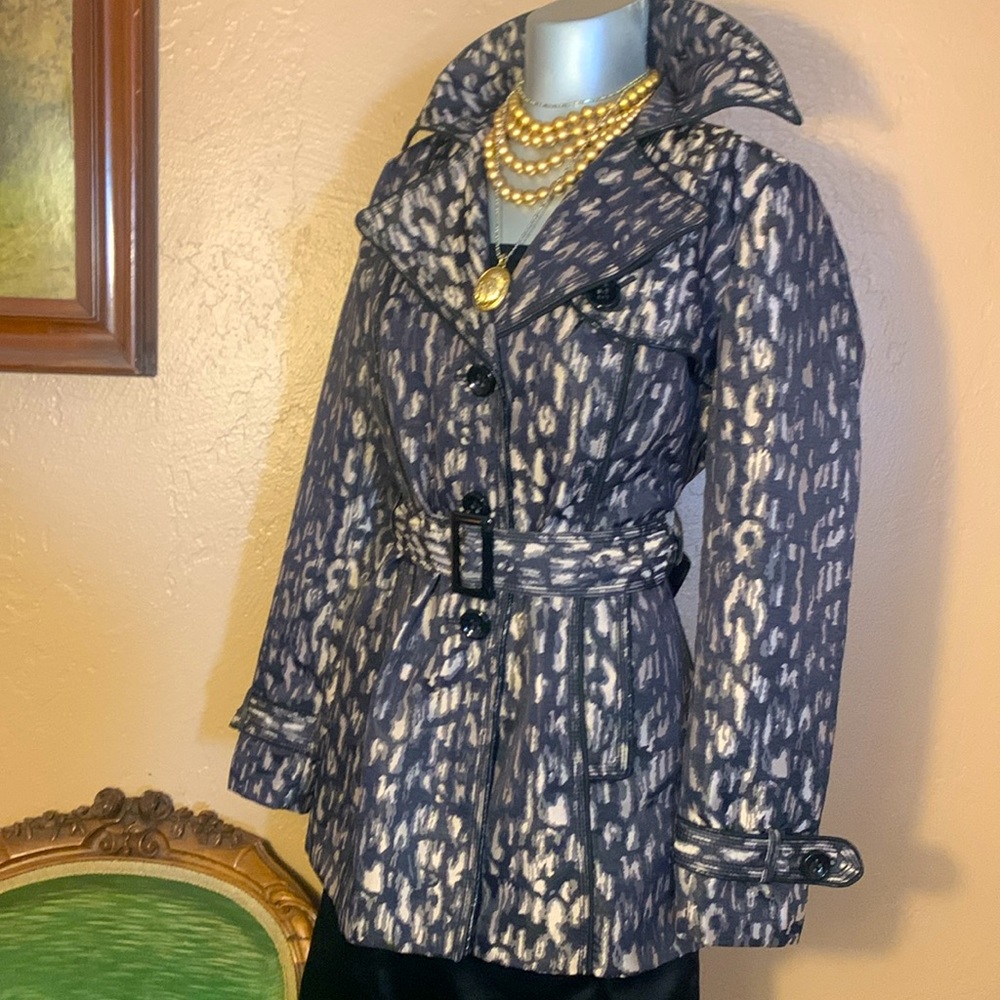 Vintage CACHE Animal Print Trench Coat. Sz S - Picture 4 of 5